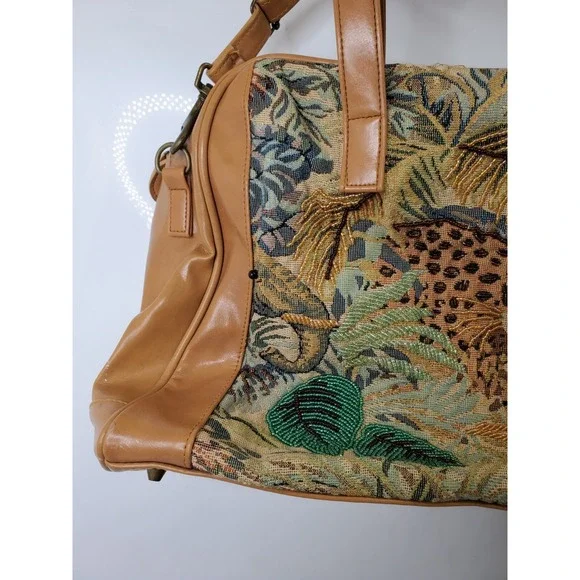 Signature Club A Ladies Tote Bag Safari Tapestry Embroidered Tiger‎ Cheeta Lion - Picture 3 of 16